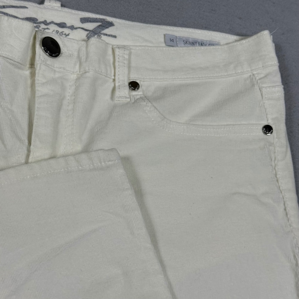 Seven7 Womens Skinny Easy Fit Corduroy Pants Cream Off White Size 14